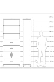 Arges Dolap 4 Raflı 3 Çekmeceli 2 Kapaklı 88x30x243 Aytaşı-Aytaşı