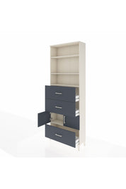 Arges Dolap 4 Raflı 3 Çekmeceli 2 Kapaklı 88x30x243 Aytaşı-Antrasit