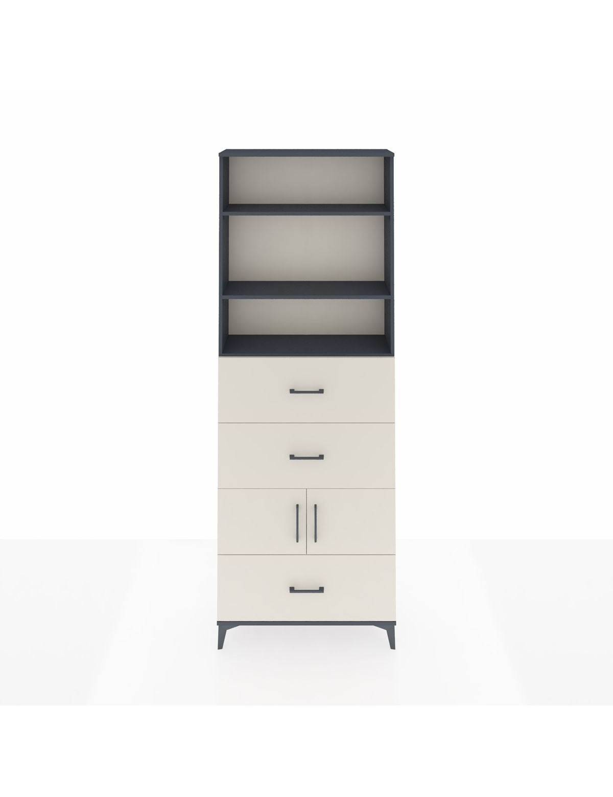 Arges Dolap 4 Raflı 3 Çekmeceli 2 Kapaklı 88x30x243 Antrasit-Aytaşı