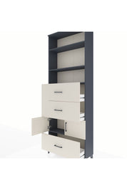 Arges Dolap 4 Raflı 3 Çekmeceli 2 Kapaklı 88x30x243 Antrasit-Aytaşı