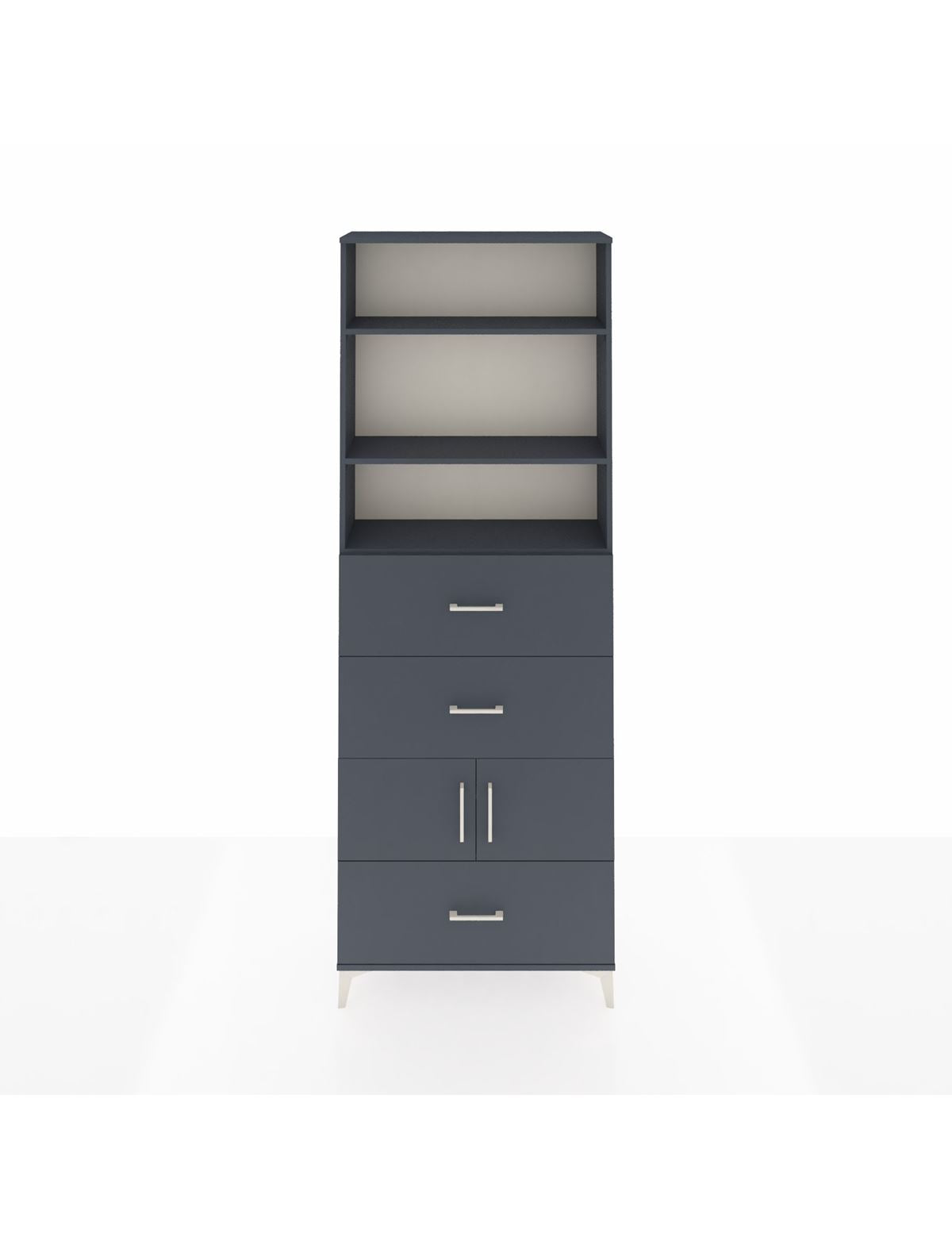 Arges Dolap 4 Raflı 3 Çekmeceli 2 Kapaklı 88x30x243 Antrasit-Antrasit