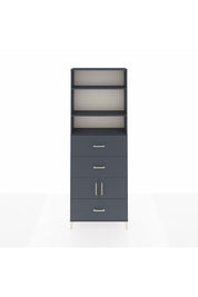Arges Dolap 4 Raflı 3 Çekmeceli 2 Kapaklı 88x30x243 Antrasit-Antrasit