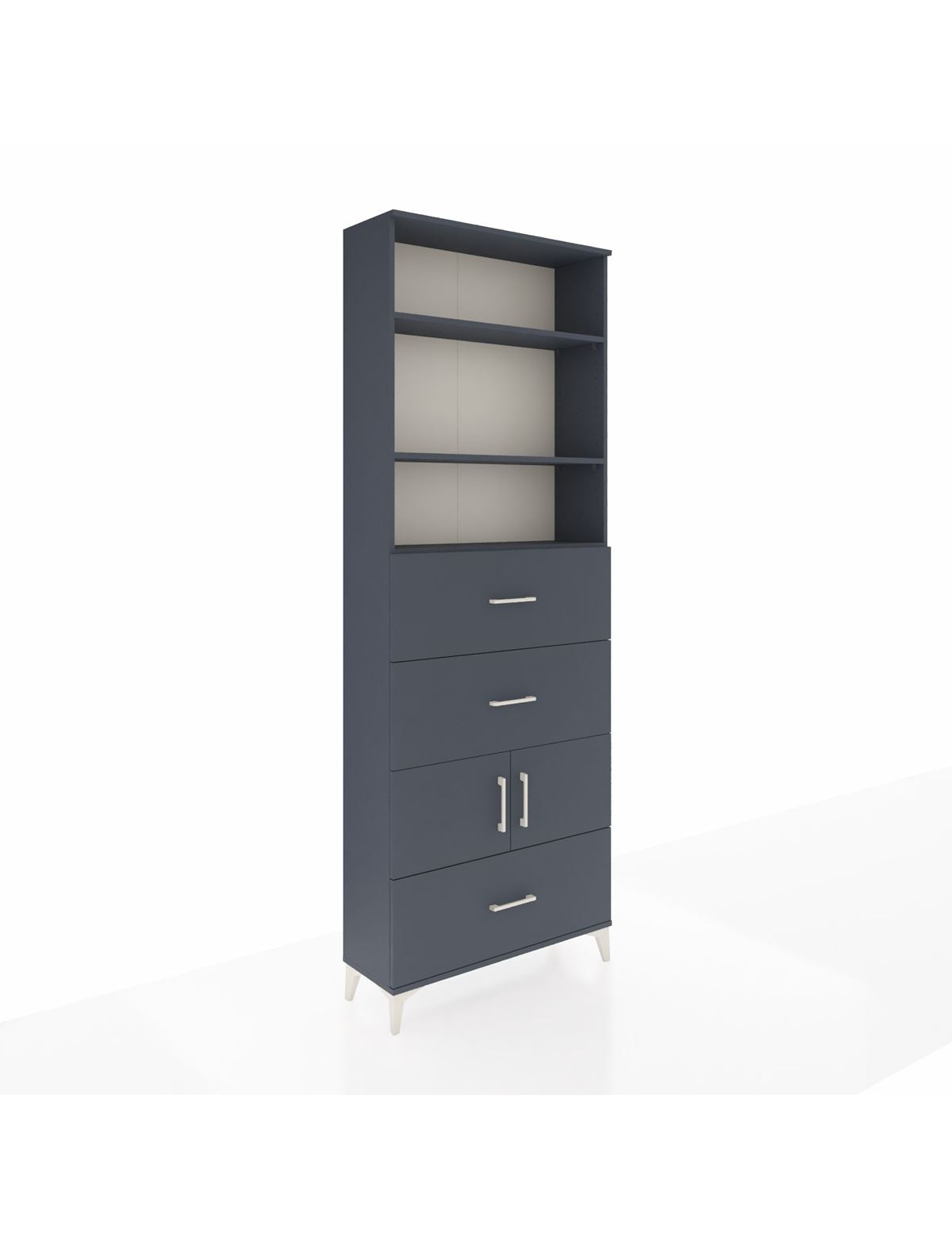 Arges Dolap 4 Raflı 3 Çekmeceli 2 Kapaklı 88x30x243 Antrasit-Antrasit