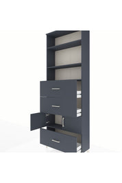 Arges Dolap 4 Raflı 3 Çekmeceli 2 Kapaklı 88x30x243 Antrasit-Antrasit