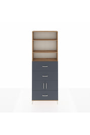 Arges Dolap 4 Raflı 3 Çekmeceli 2 Kapaklı 88x30x243 Çam-Antrasit