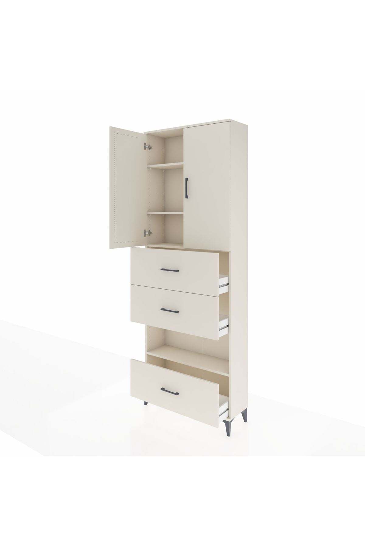 Arges Dolap 4 Raflı 3 Çekmeceli 2 Kapaklı 88x30x243 - S33M197V1A