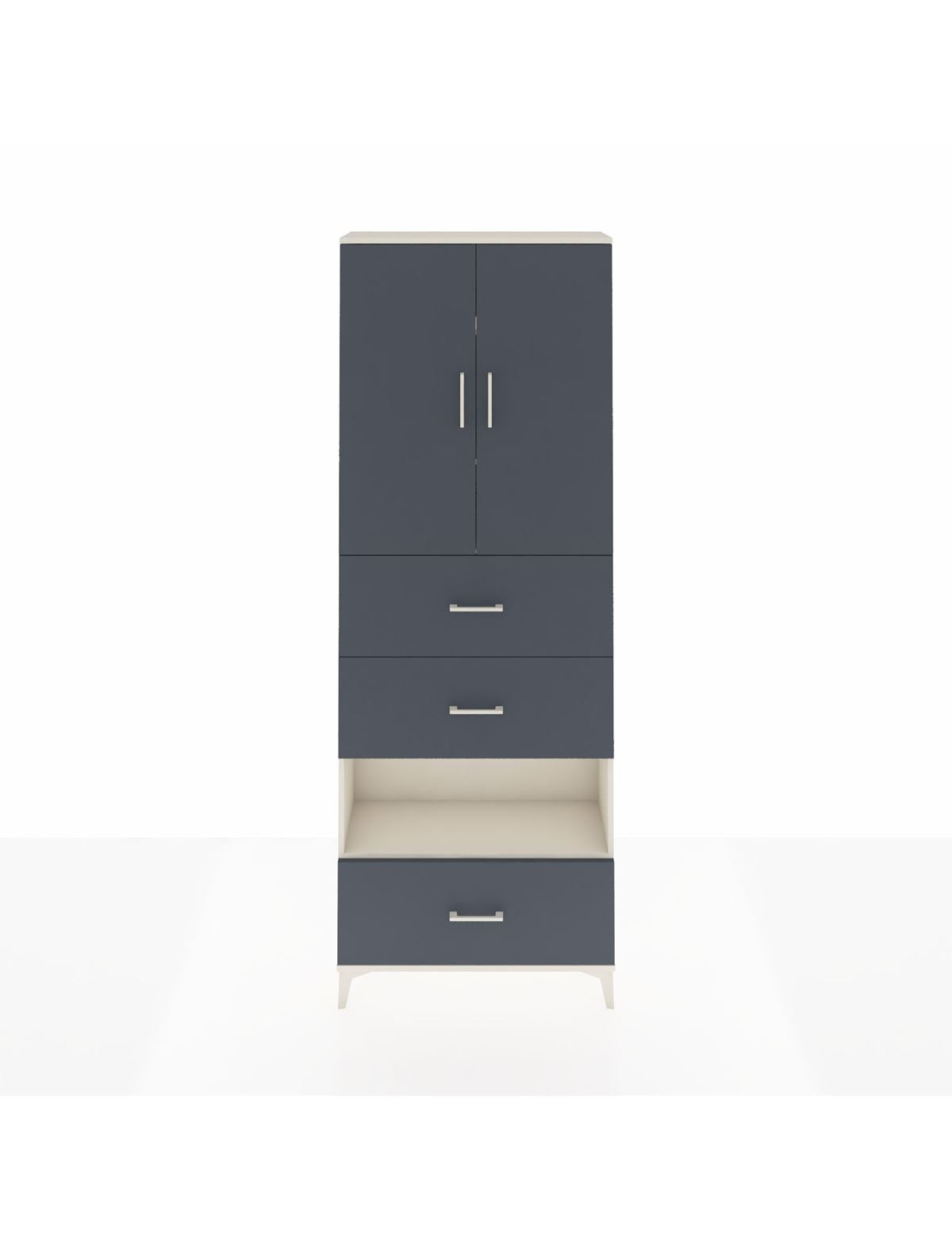 Arges Dolap 4 Raflı 3 Çekmeceli 2 Kapaklı 88x30x243 Aytaşı-Antrasit