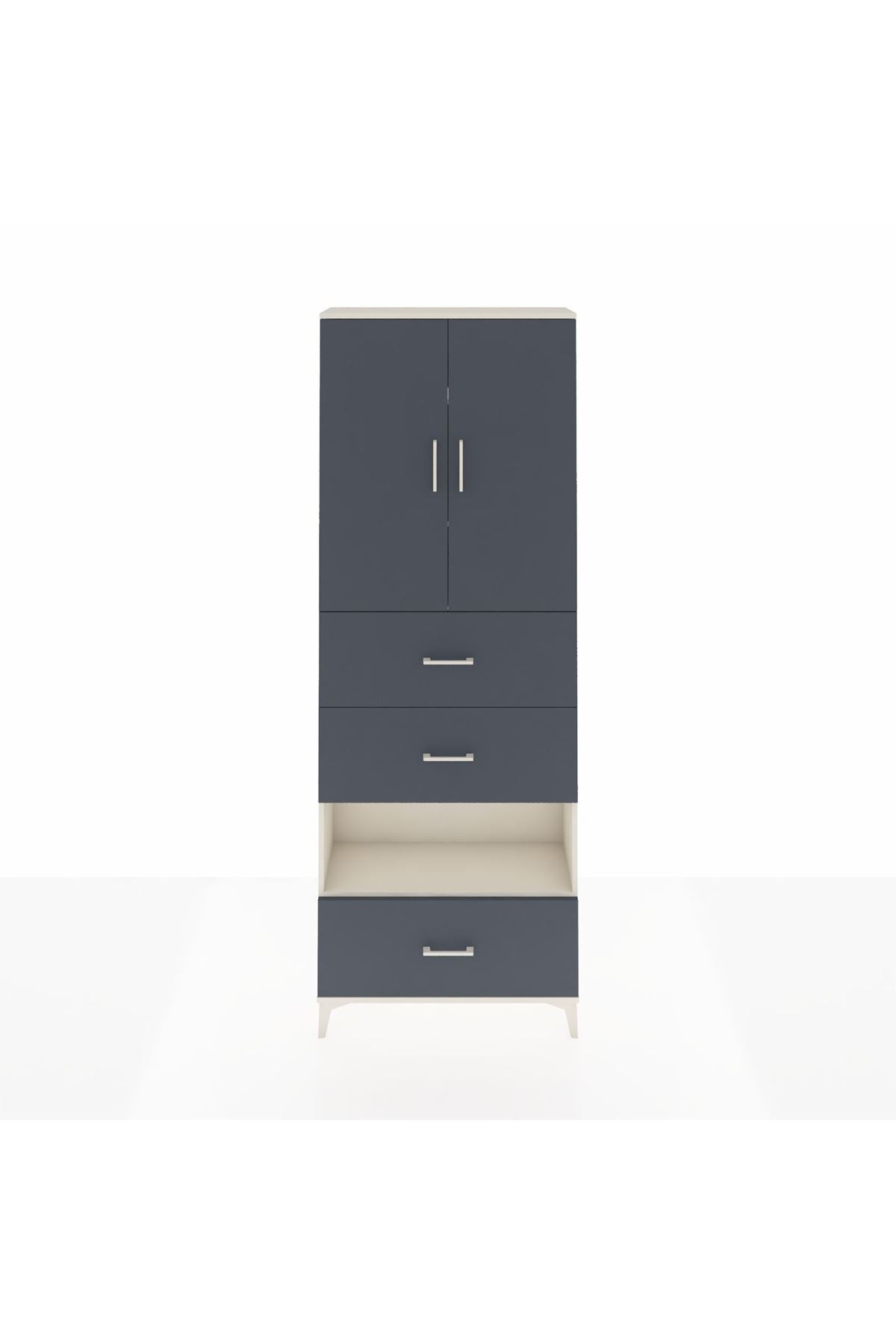 Arges Dolap 4 Raflı 3 Çekmeceli 2 Kapaklı 88x30x243 Aytaşı-Antrasit