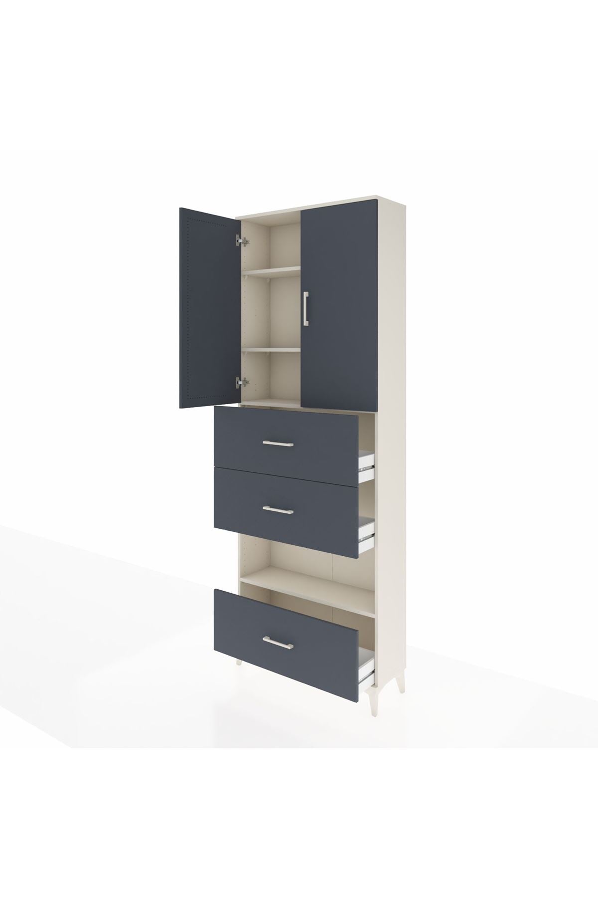Arges Dolap 4 Raflı 3 Çekmeceli 2 Kapaklı 88x30x243 - S33M197V2A