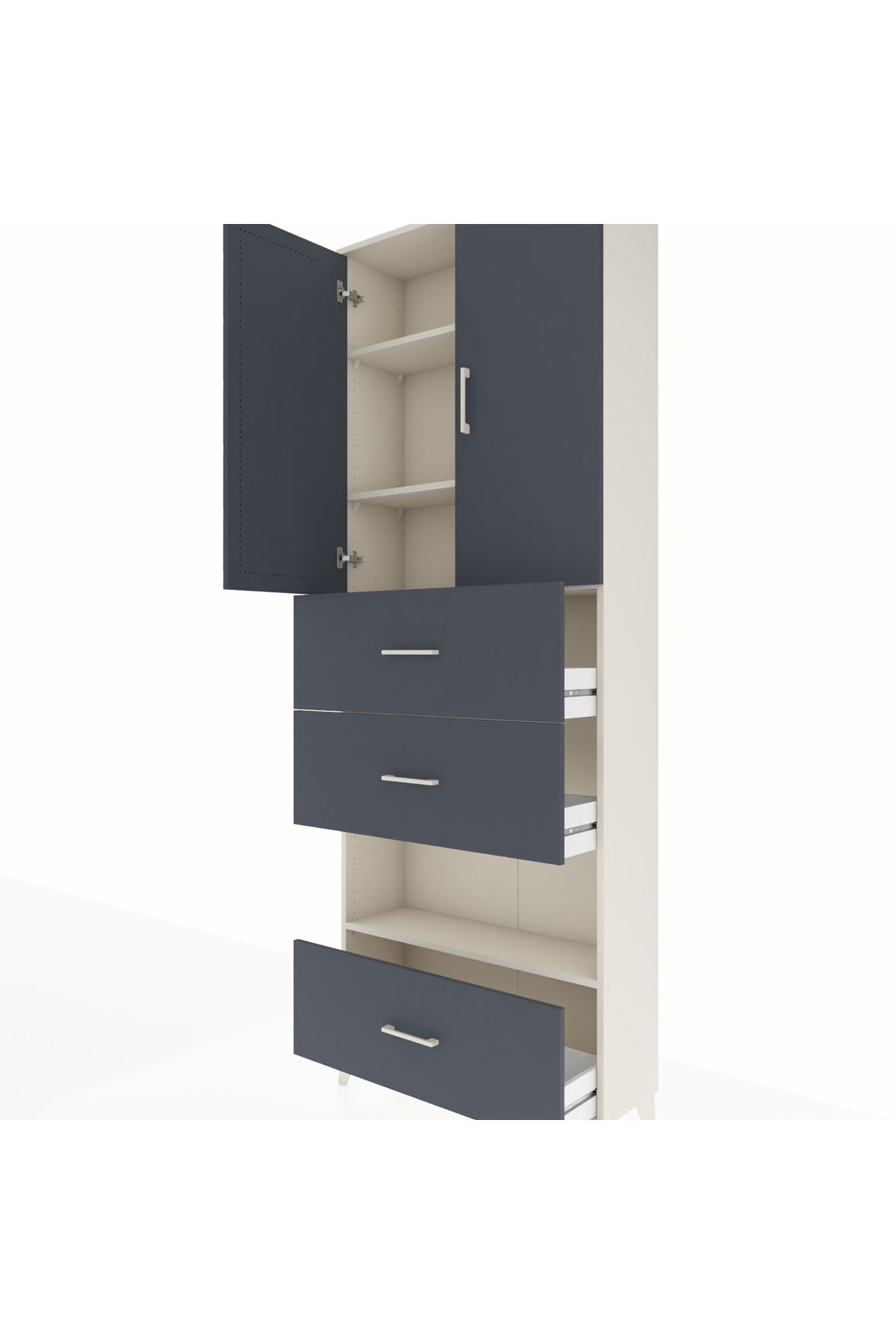 Arges Dolap 4 Raflı 3 Çekmeceli 2 Kapaklı 88x30x243 - S33M197V2A