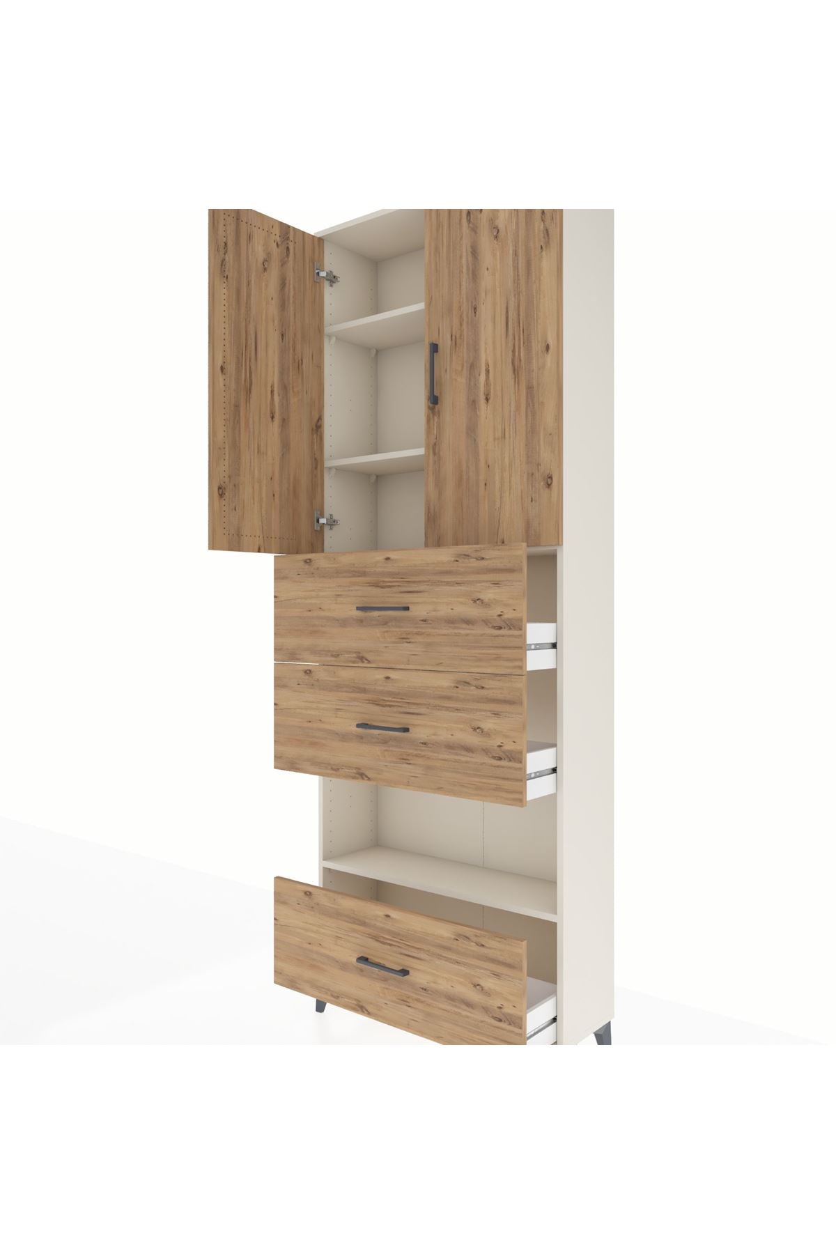 Arges Dolap 4 Raflı 3 Çekmeceli 2 Kapaklı 88x30x243 Aytaşı-Çam