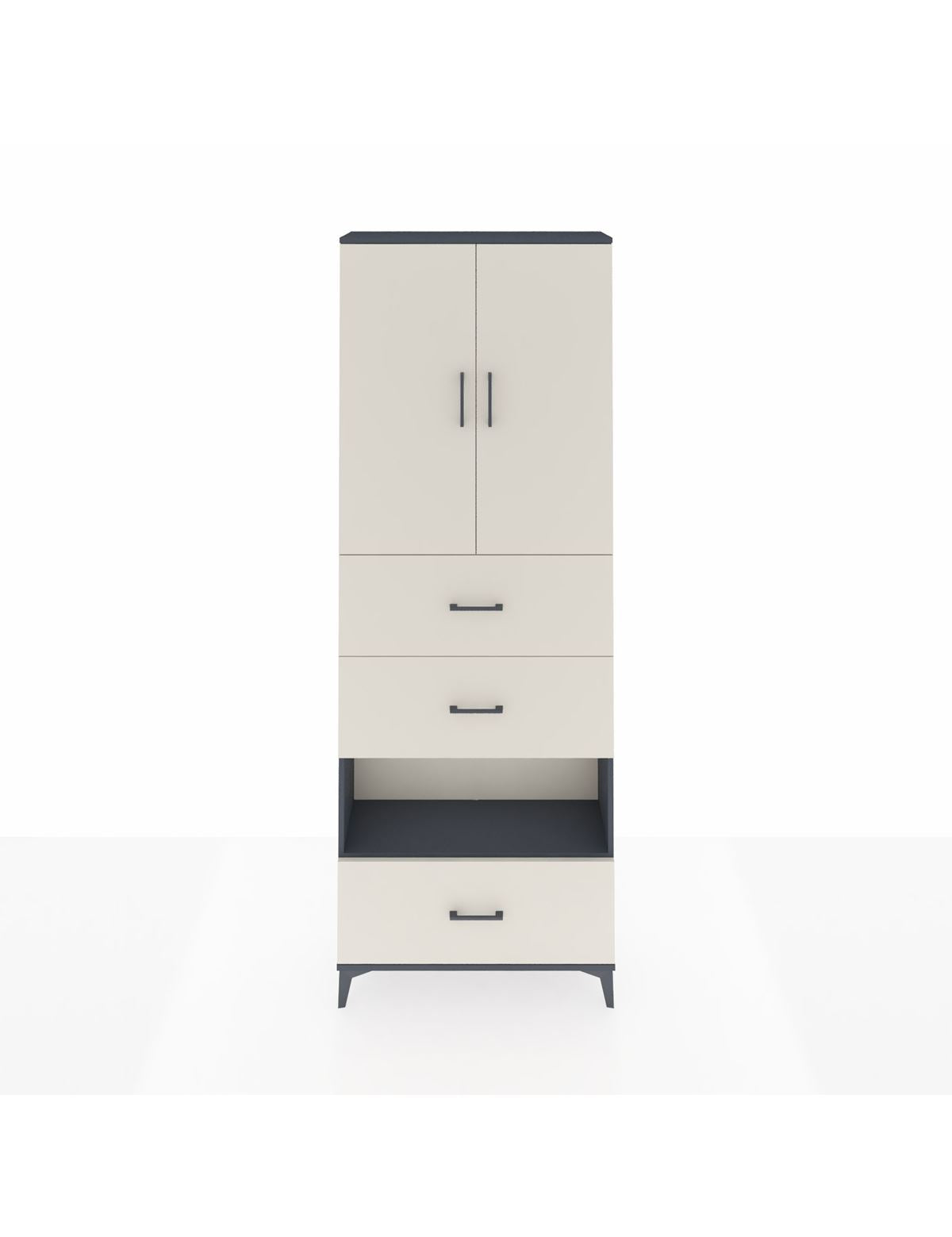 Arges Dolap 4 Raflı 3 Çekmeceli 2 Kapaklı 88x30x243 Antrasit-Aytaşı