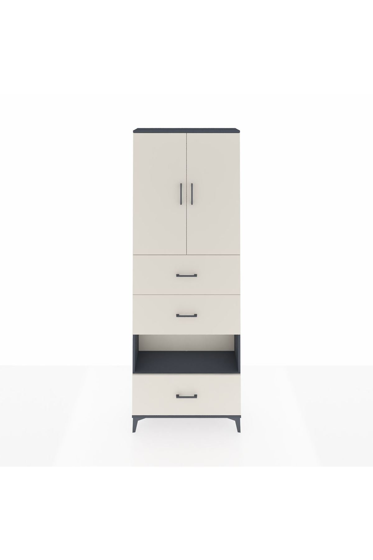 Arges Dolap 4 Raflı 3 Çekmeceli 2 Kapaklı 88x30x243 - S33M197V4A