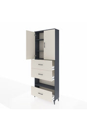 Arges Dolap 4 Raflı 3 Çekmeceli 2 Kapaklı 88x30x243 Antrasit-Aytaşı