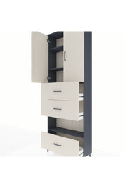 Arges Dolap 4 Raflı 3 Çekmeceli 2 Kapaklı 88x30x243 Antrasit-Aytaşı