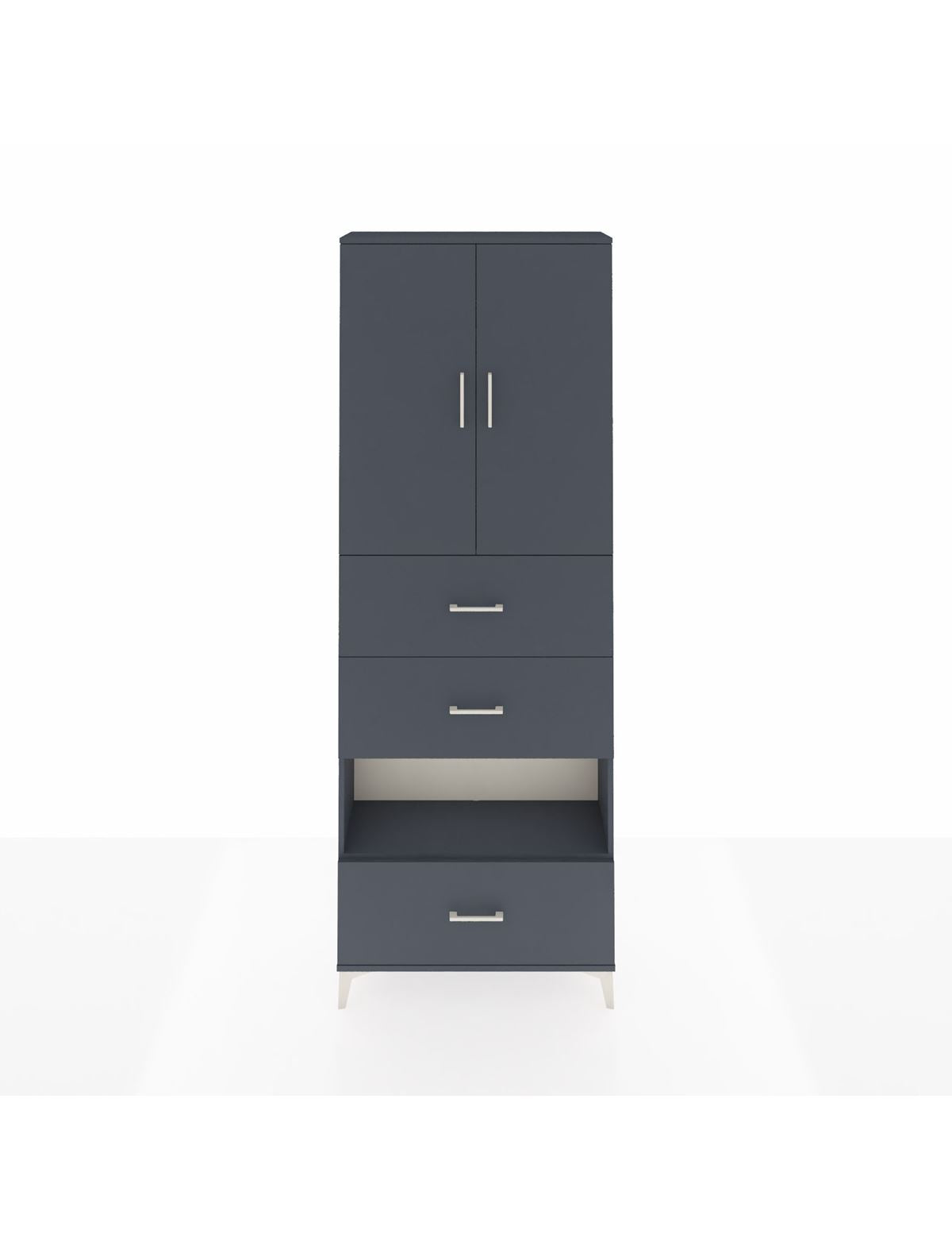 Arges Dolap 4 Raflı 3 Çekmeceli 2 Kapaklı 88x30x243 Antrasit-Antrasit