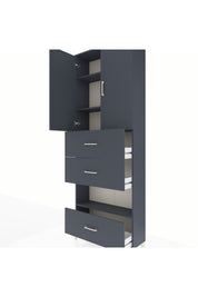 Arges Dolap 4 Raflı 3 Çekmeceli 2 Kapaklı 88x30x243 Antrasit-Antrasit