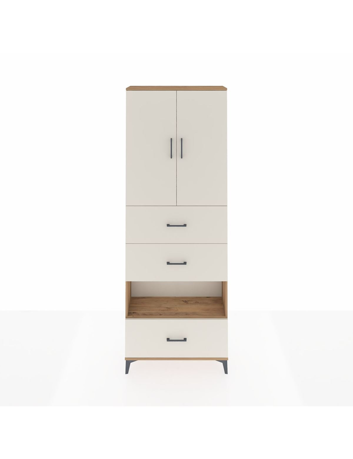 Arges Dolap 4 Raflı 3 Çekmeceli 2 Kapaklı 88x30x243 Çam-Aytaşı