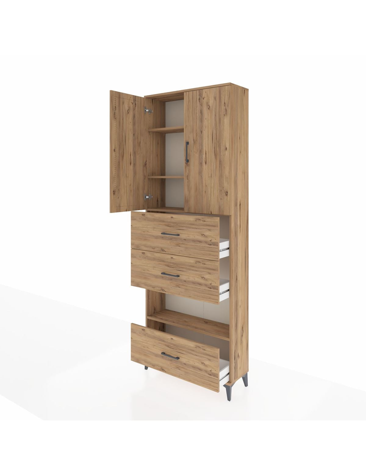 Arges Dolap 4 Raflı 3 Çekmeceli 2 Kapaklı 88x30x243 - S33M197V9A