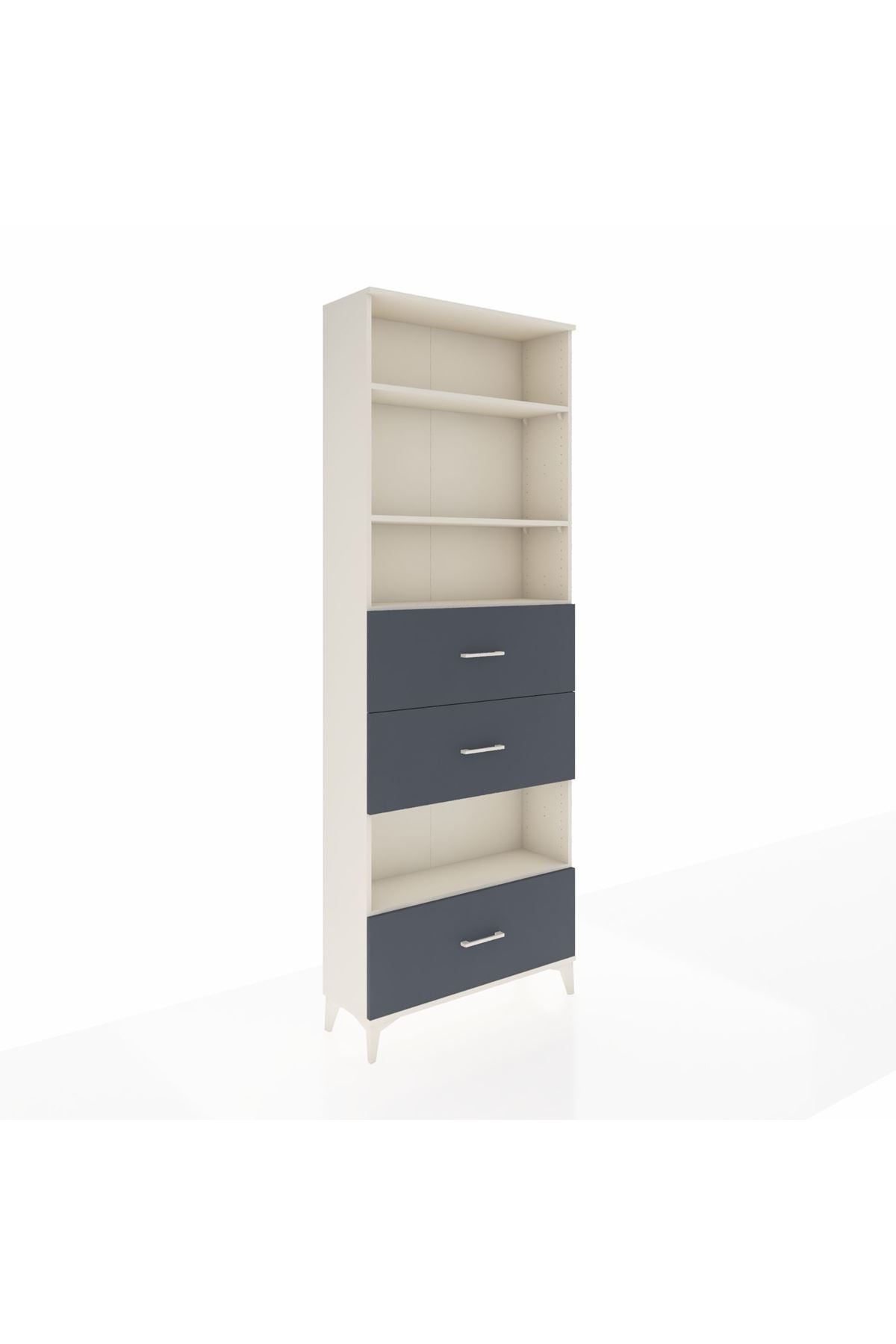 Arges Dolap 4 Raflı 3 Çekmeceli 88x30x243 Aytaşı-Antrasit