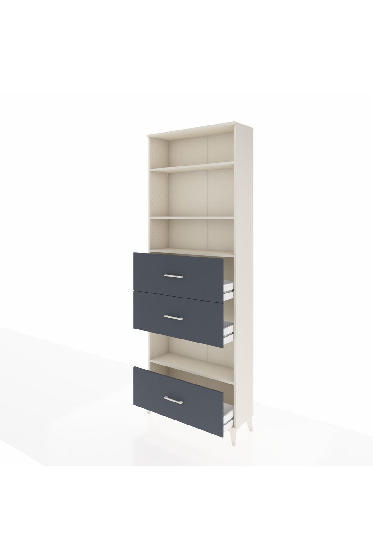 Arges Dolap 4 Raflı 3 Çekmeceli 88x30x243 Aytaşı-Antrasit