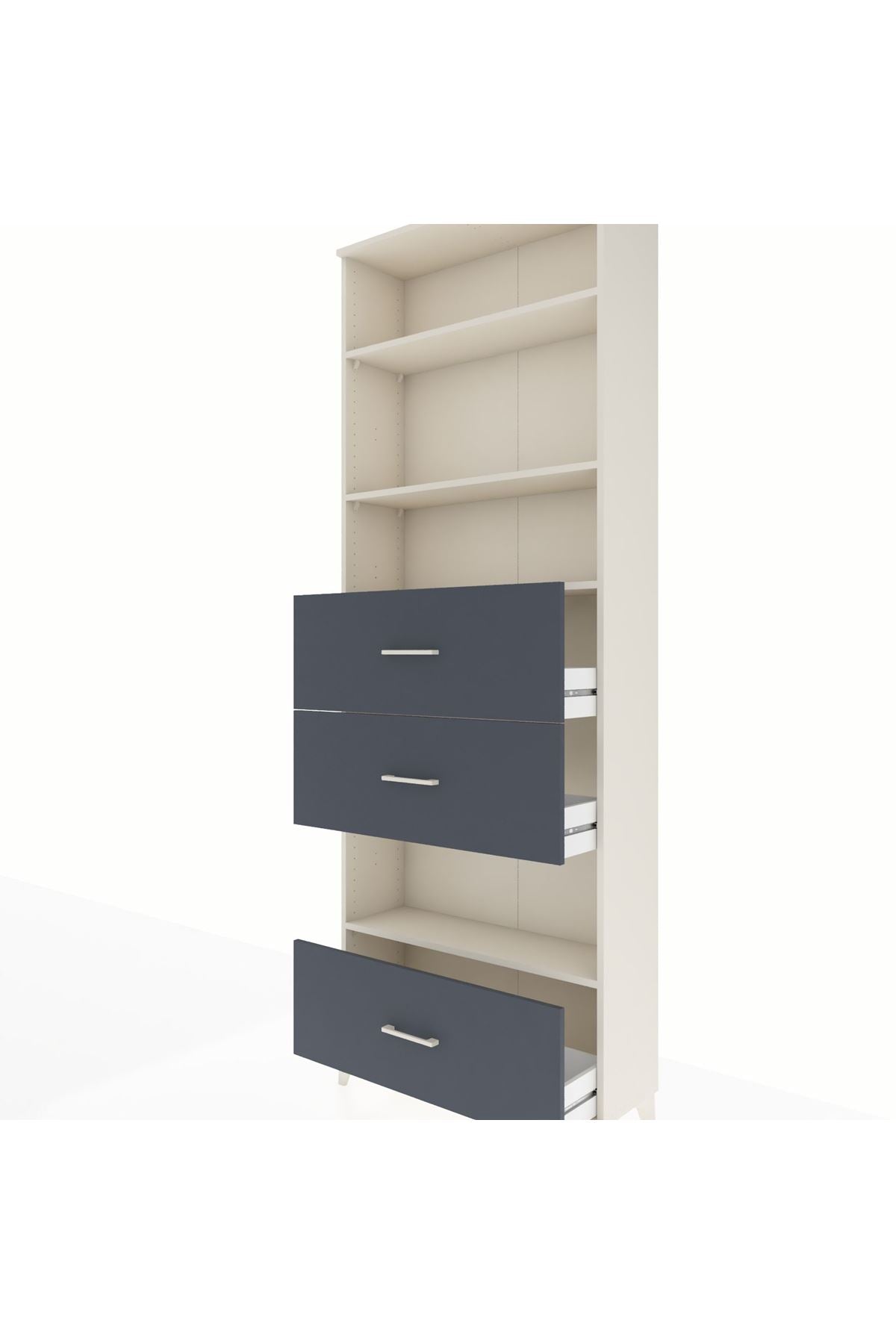 Arges Dolap 4 Raflı 3 Çekmeceli 88x30x243 Aytaşı-Antrasit