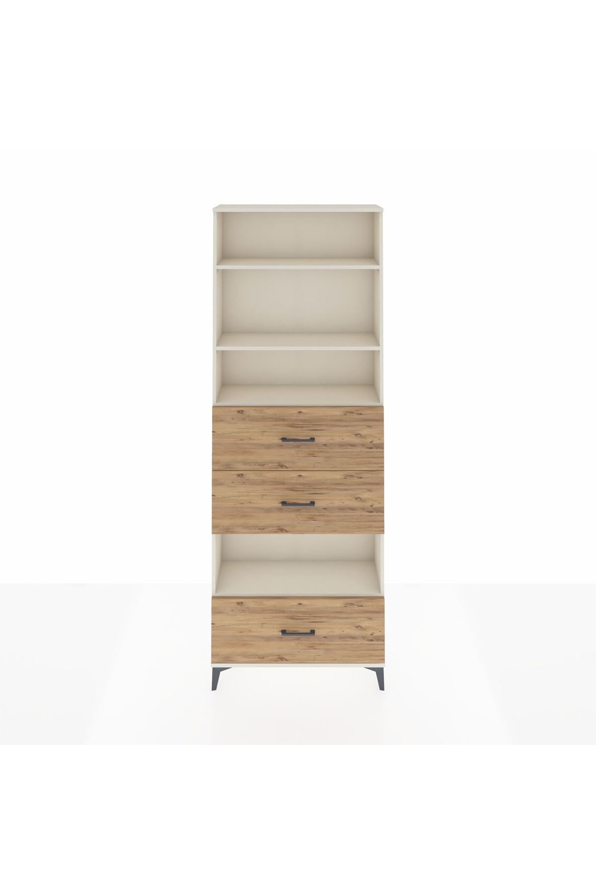 Arges Dolap 4 Raflı 3 Çekmeceli 88x30x243 Aytaşı-Çam