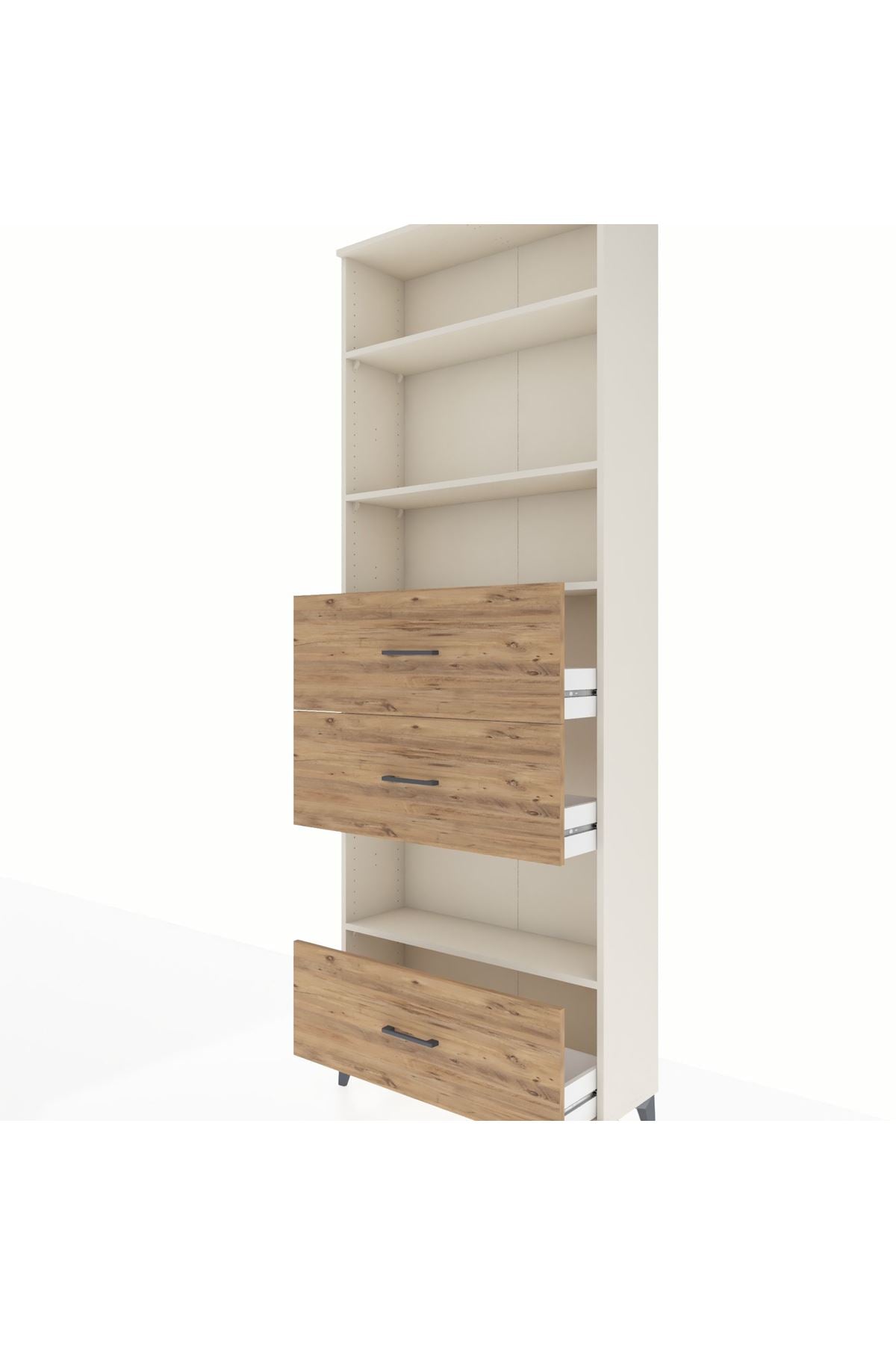 Arges Dolap 4 Raflı 3 Çekmeceli 88x30x243 Aytaşı-Çam