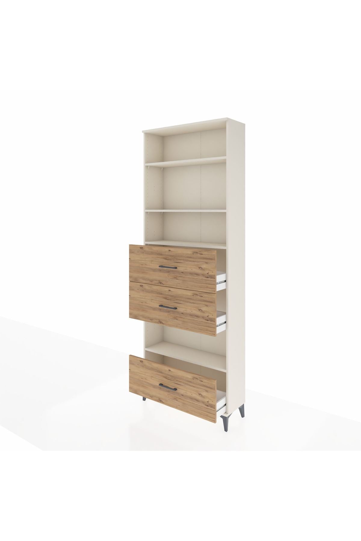 Arges Dolap 4 Raflı 3 Çekmeceli 88x30x243 Aytaşı-Çam