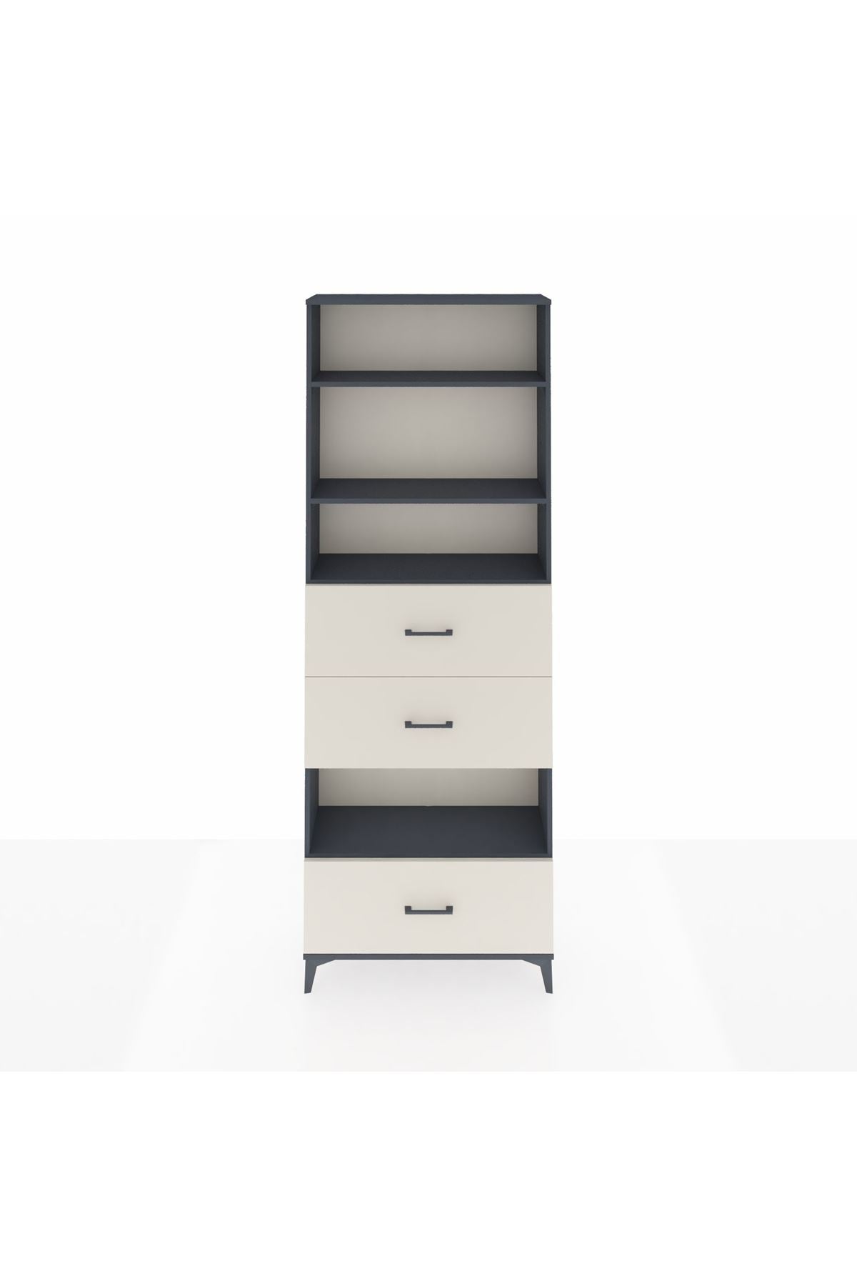 Arges Dolap 4 Raflı 3 Çekmeceli 88x30x243 Antrasit-Aytaşı
