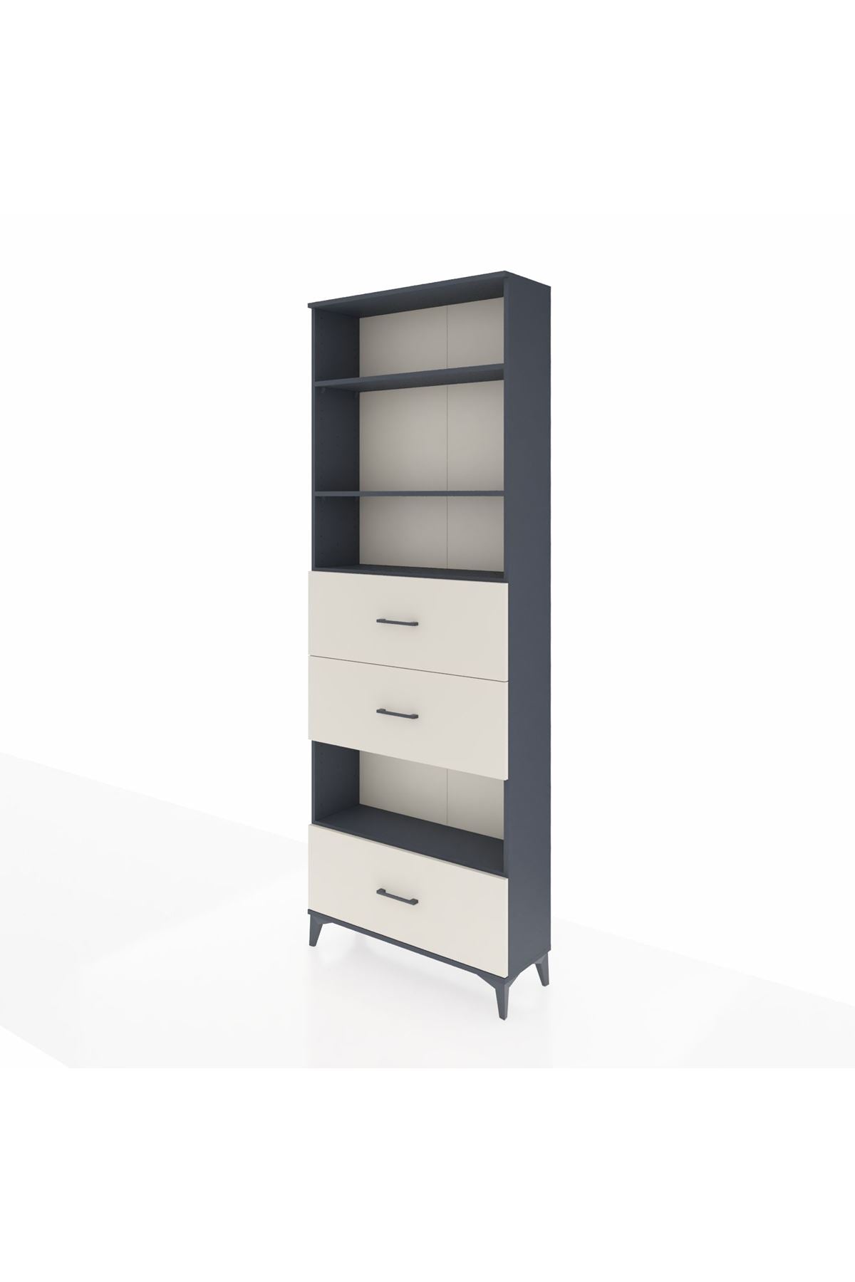 Arges Dolap 4 Raflı 3 Çekmeceli 88x30x243 Antrasit-Aytaşı