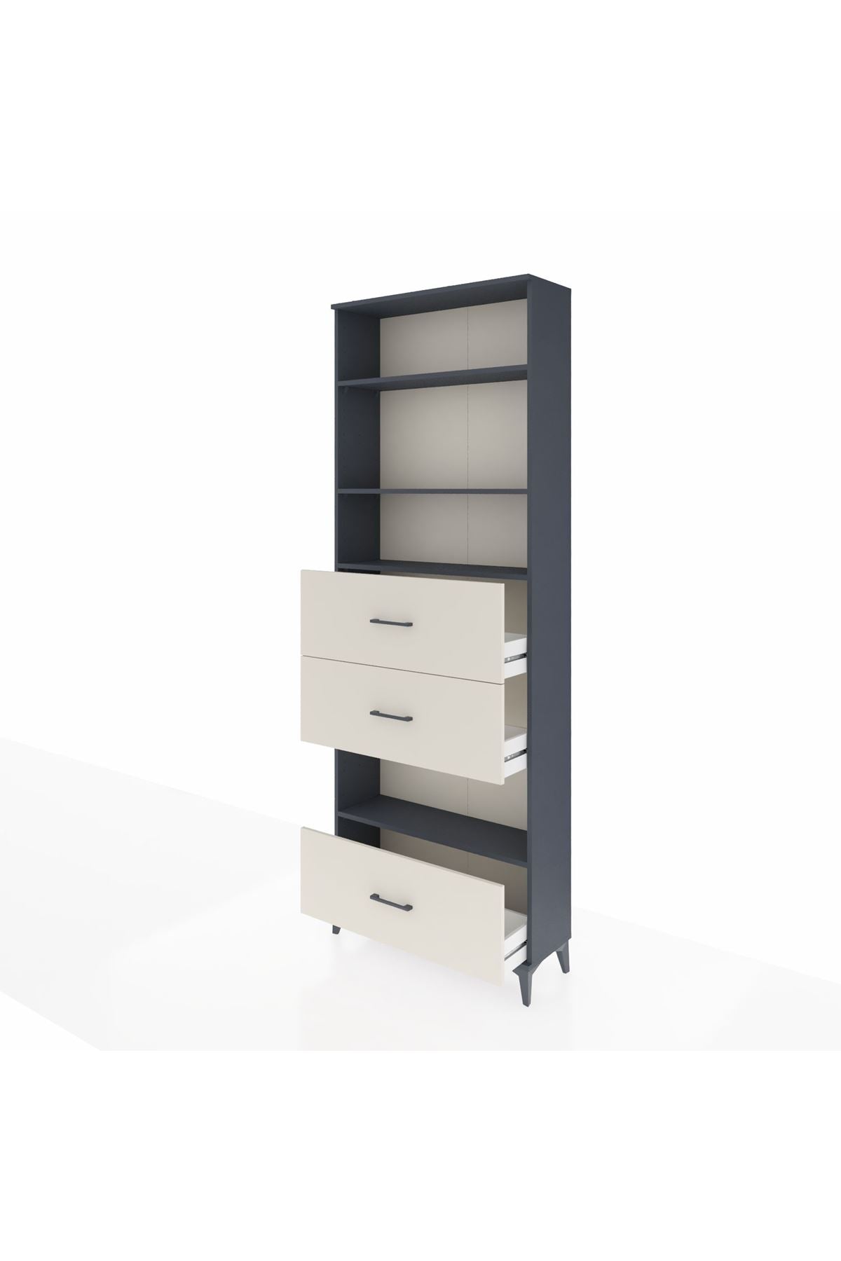 Arges Dolap 4 Raflı 3 Çekmeceli 88x30x243 Antrasit-Aytaşı