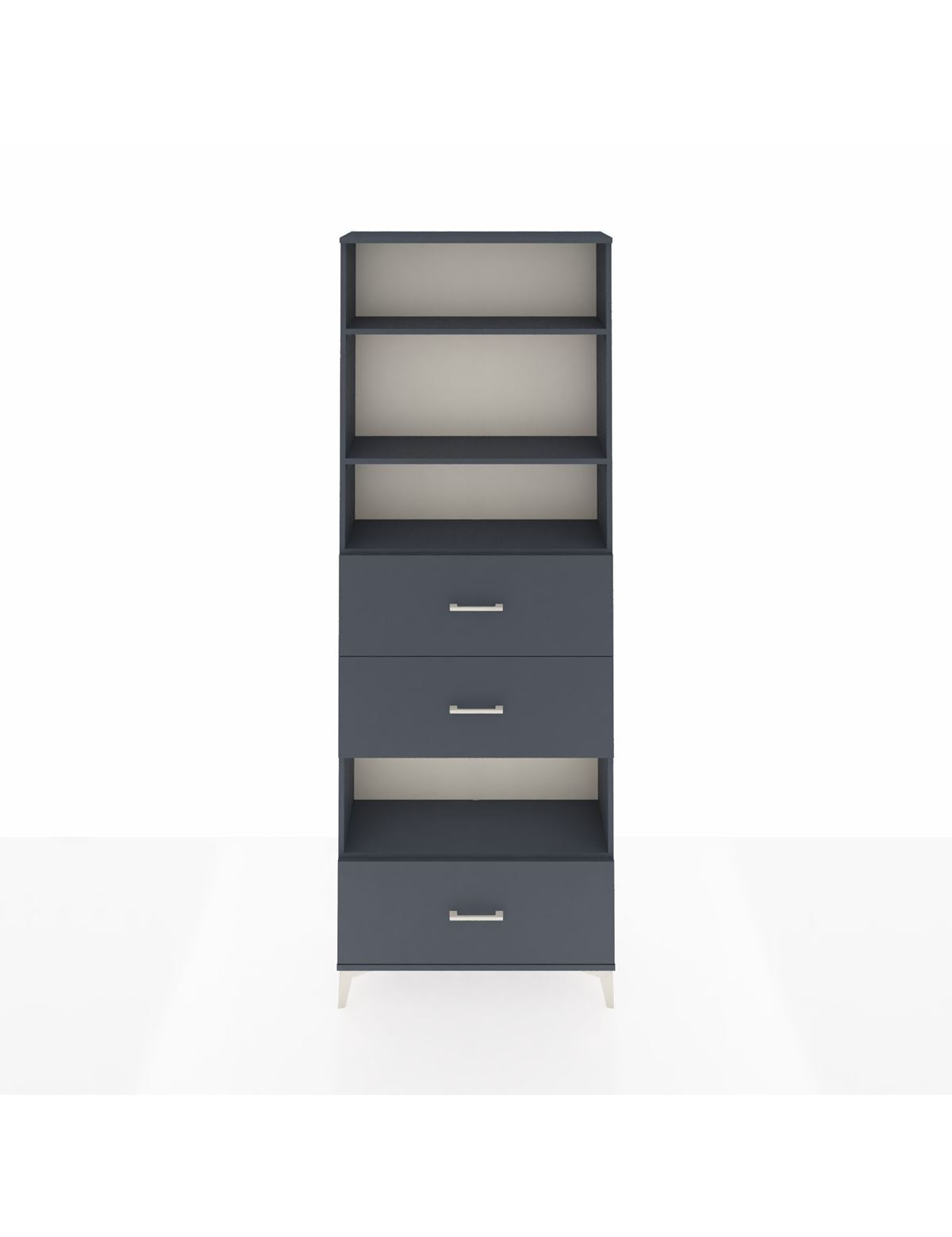 Arges Dolap 4 Raflı 3 Çekmeceli 88x30x243 Antrasit-Antrasit