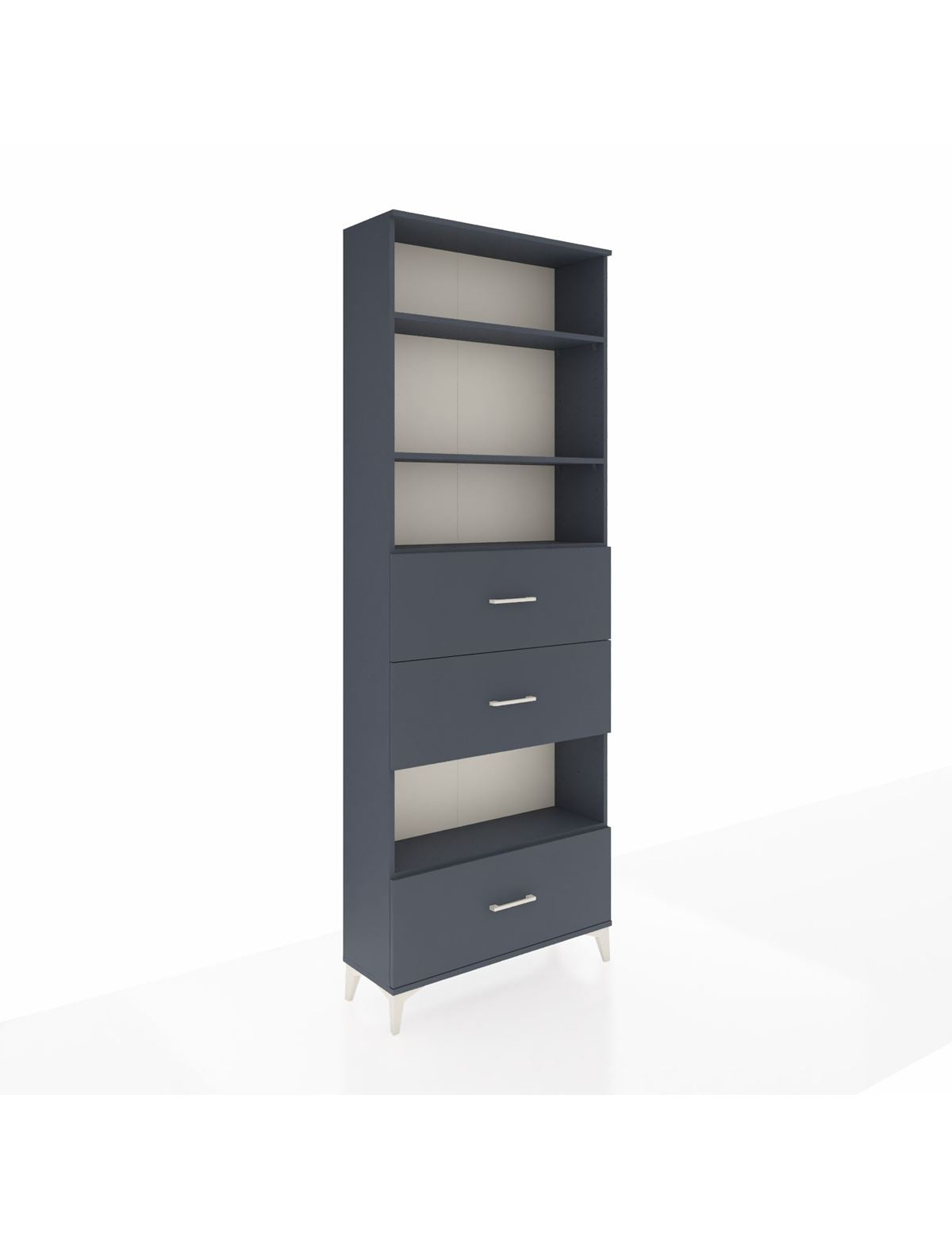 Arges Dolap 4 Raflı 3 Çekmeceli 88x30x243 Antrasit-Antrasit