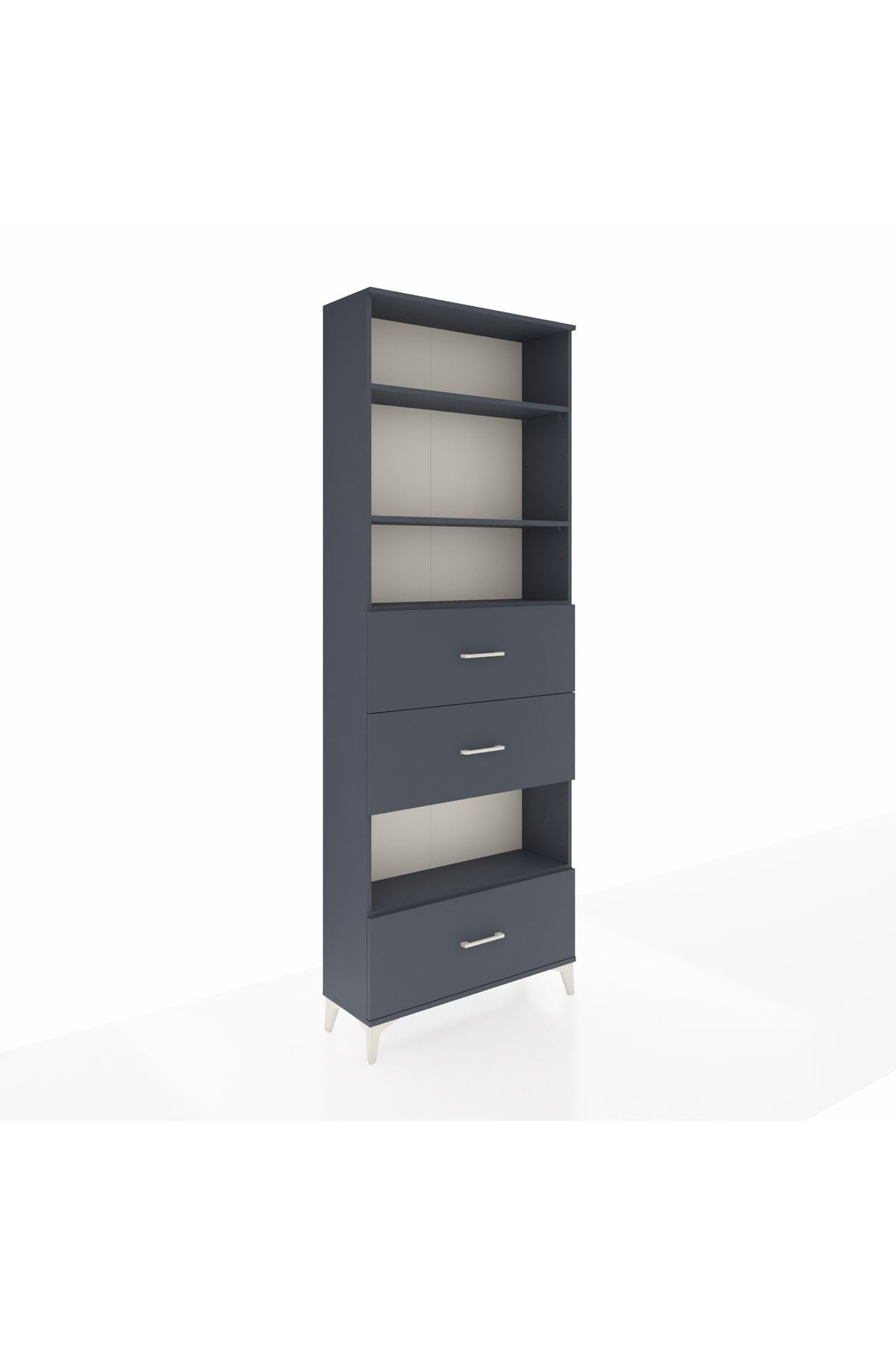 Arges Dolap 4 Raflı 3 Çekmeceli 88x30x243 Antrasit-Antrasit