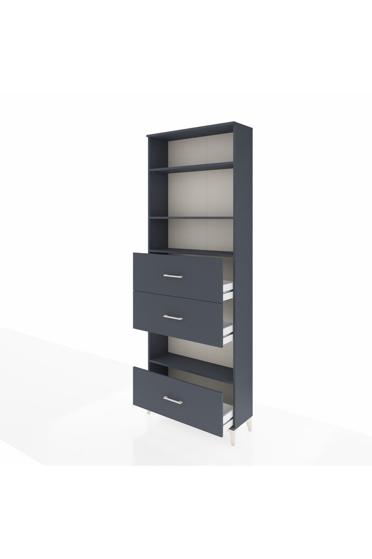 Arges Dolap 4 Raflı 3 Çekmeceli 88x30x243 Antrasit-Antrasit