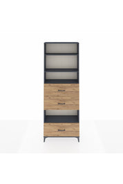 Arges Dolap 4 Raflı 3 Çekmeceli 88x30x243 Antrasit-Çam