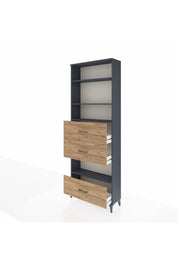 Arges Dolap 4 Raflı 3 Çekmeceli 88x30x243 Antrasit-Çam