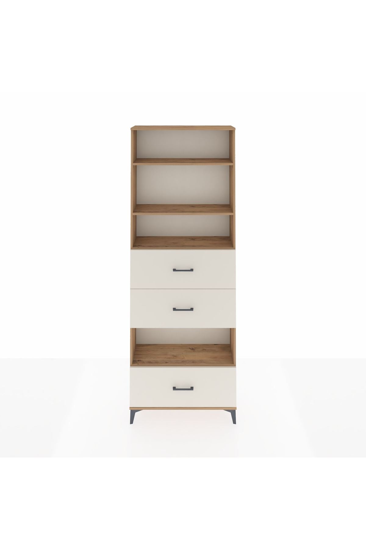 Arges Dolap 4 Raflı 3 Çekmeceli 88x30x243 Çam-Aytaşı