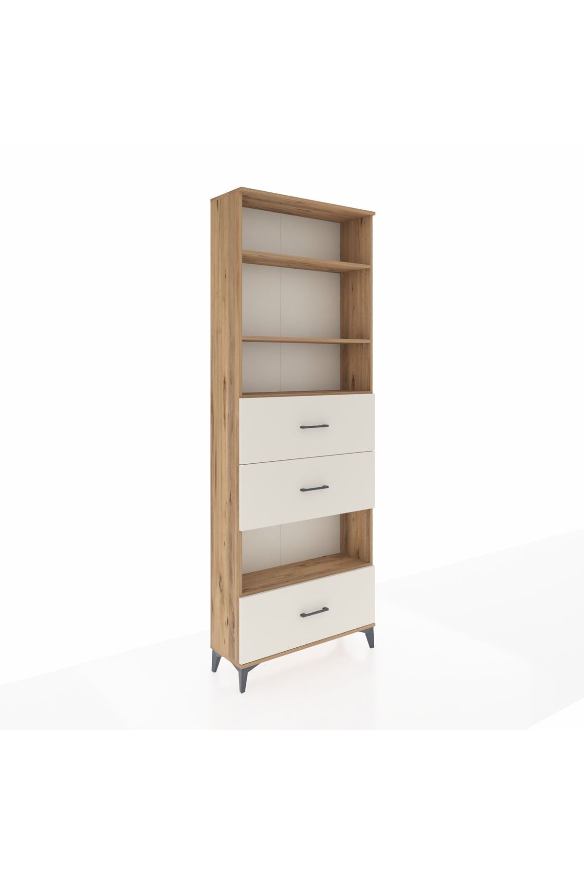 Arges Dolap 4 Raflı 3 Çekmeceli 88x30x243 Çam-Aytaşı