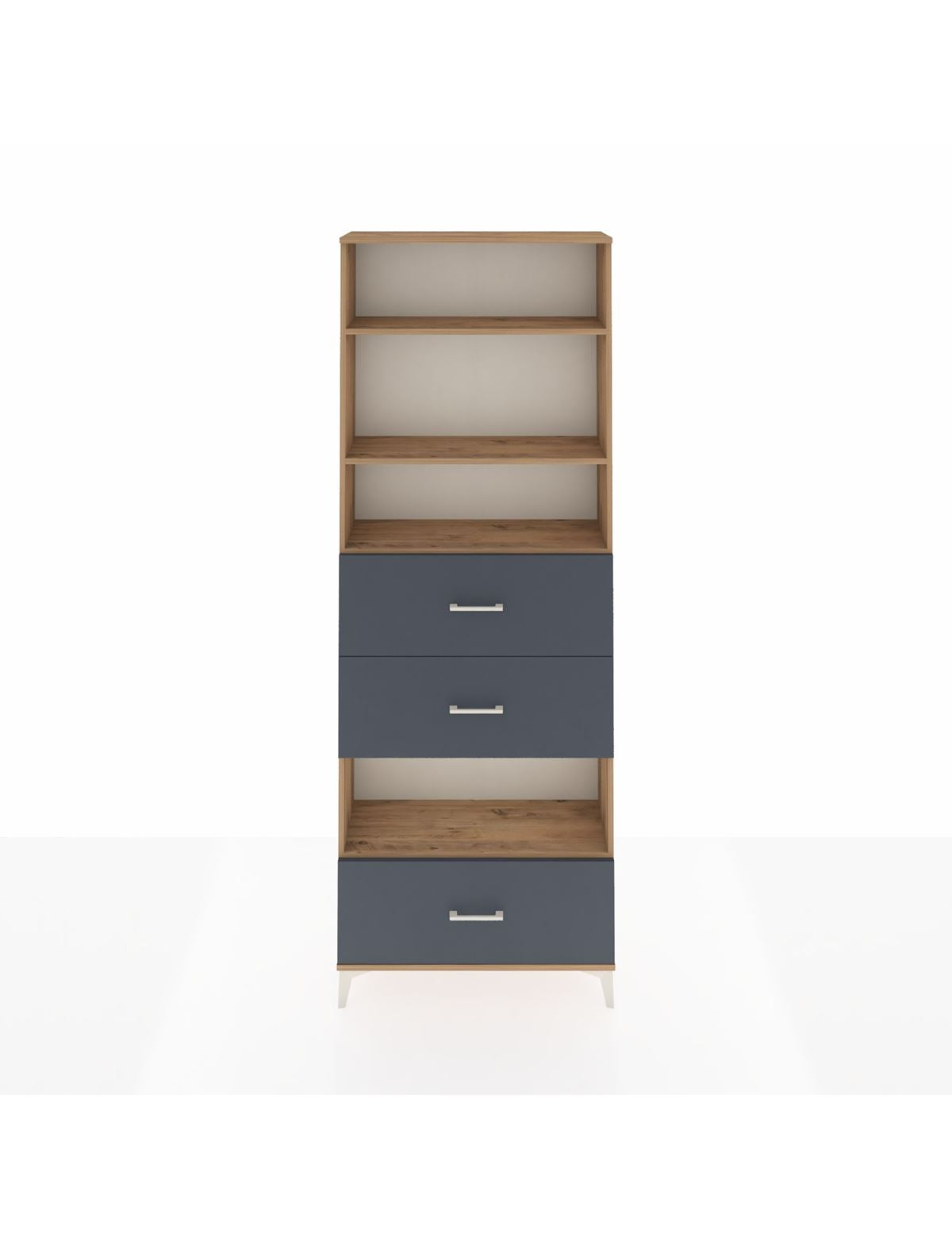 Arges Dolap 4 Raflı 3 Çekmeceli 88x30x243 Çam-Antrasit