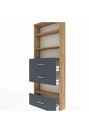 Arges Dolap 4 Raflı 3 Çekmeceli 88x30x243 Çam-Antrasit