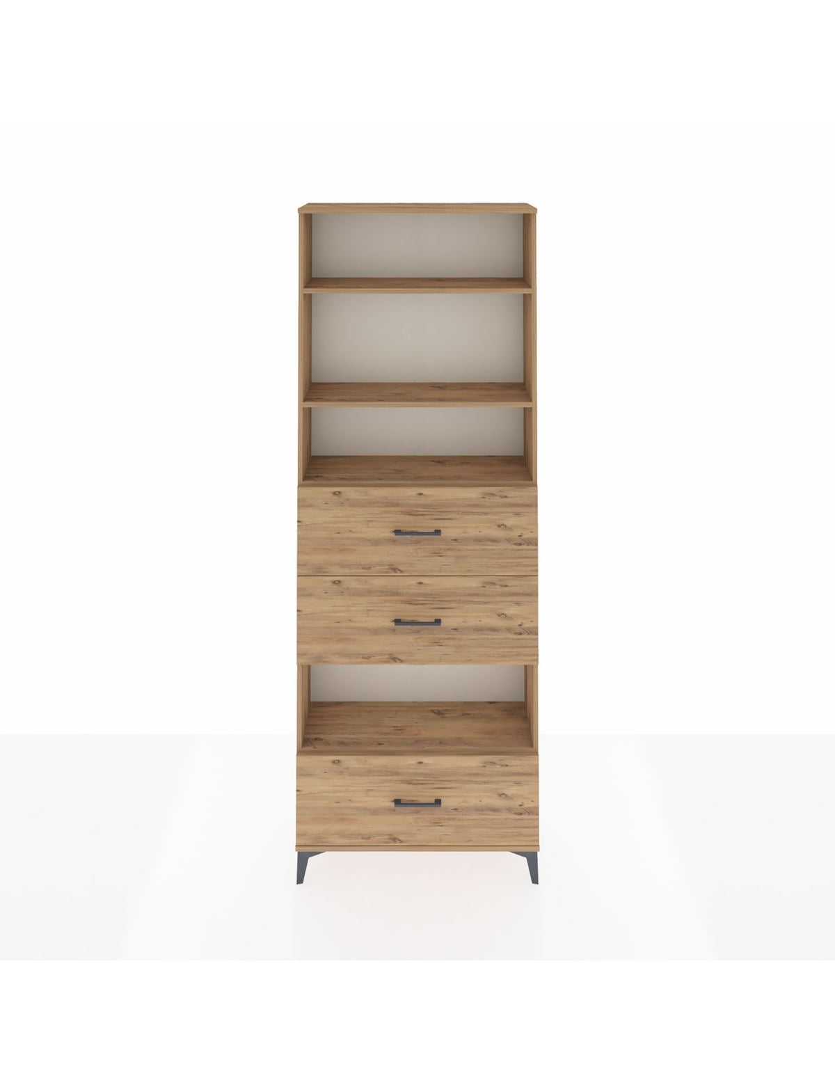 Arges Dolap 4 Raflı 3 Çekmeceli 88x30x243 Çam-Çam