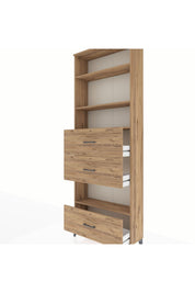 Arges Dolap 4 Raflı 3 Çekmeceli 88x30x243 Çam-Çam