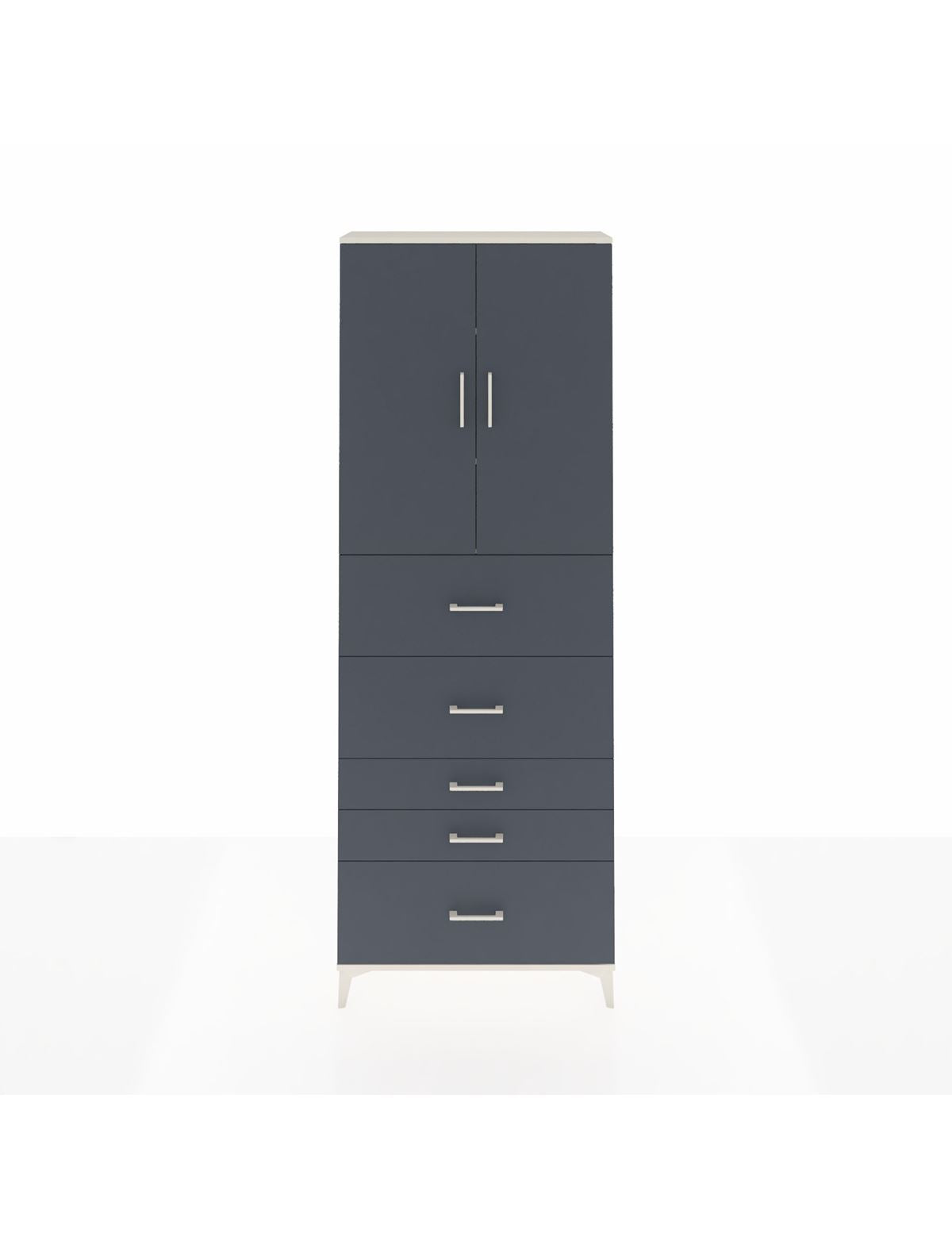 Arges Dolap 3 Raflı 5 Çekmeceli 2 Kapaklı 88x30x243 Aytaşı-Antrasit