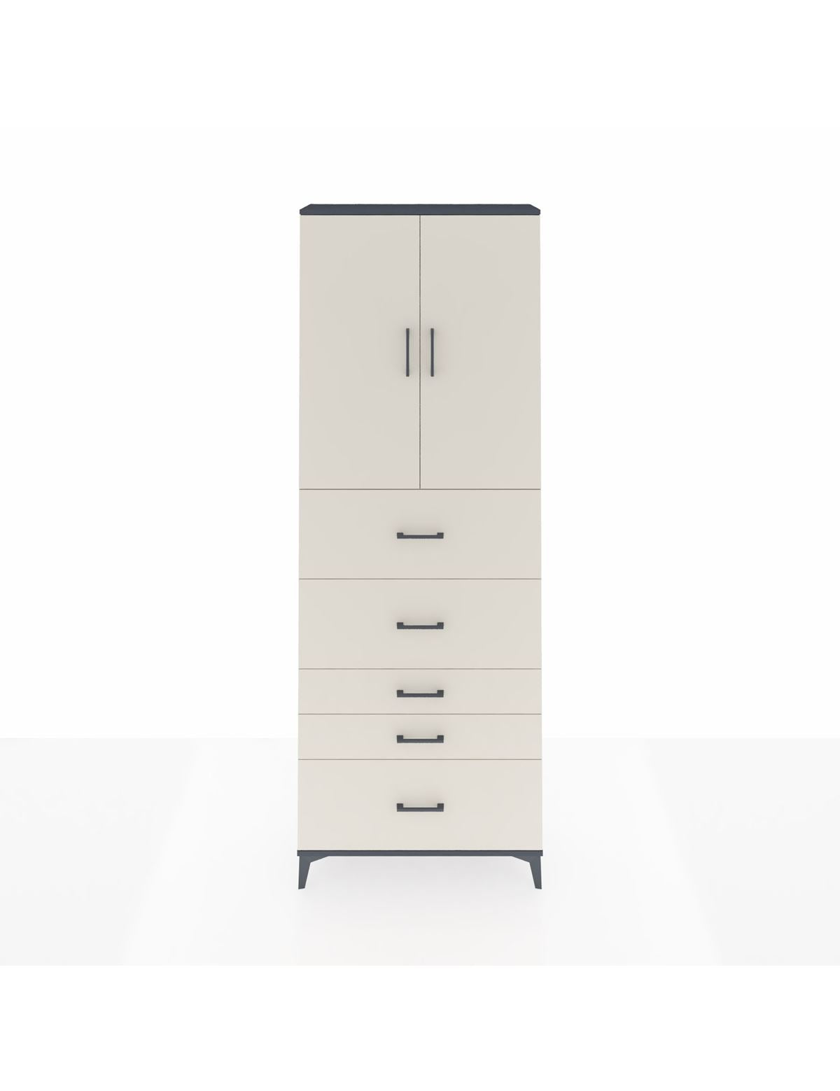 Arges Dolap 3 Raflı 5 Çekmeceli 2 Kapaklı 88x30x243 Antrasit-Aytaşı