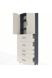 Arges Dolap 3 Raflı 5 Çekmeceli 2 Kapaklı 88x30x243 Antrasit-Aytaşı