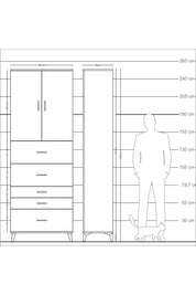 Arges Dolap 3 Raflı 5 Çekmeceli 2 Kapaklı 88x30x243 Antrasit-Aytaşı