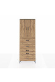 Arges Dolap 3 Raflı 5 Çekmeceli 2 Kapaklı 88x30x243 Antrasit-Çam