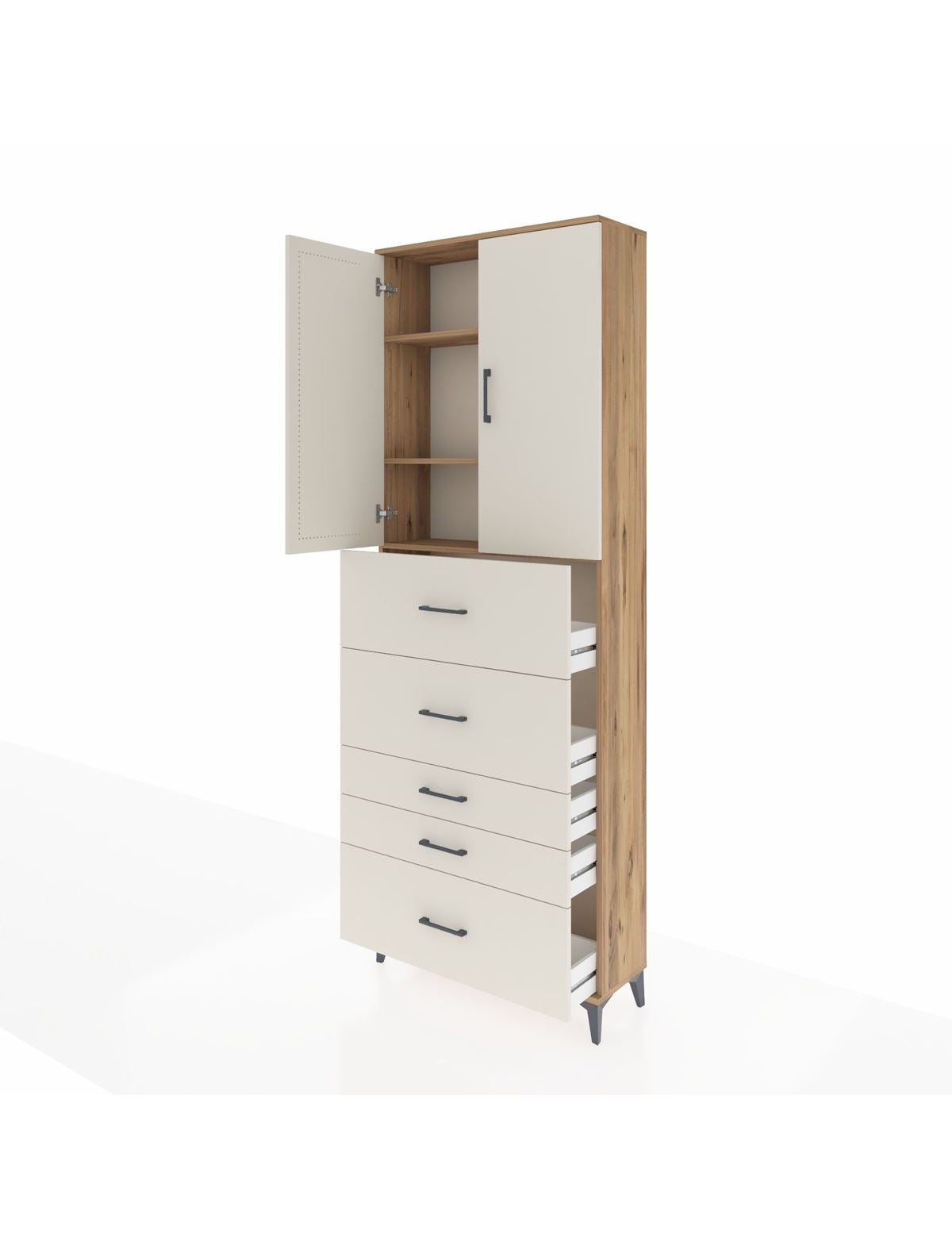 Arges Dolap 3 Raflı 5 Çekmeceli 2 Kapaklı 88x30x243 - S33M199V7A